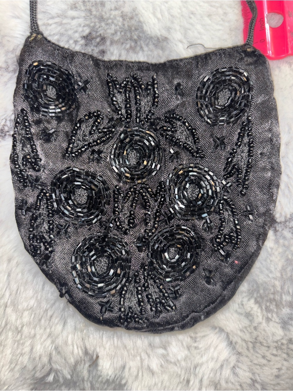 April Cornell Black Beaded Floral Crossbody Bag